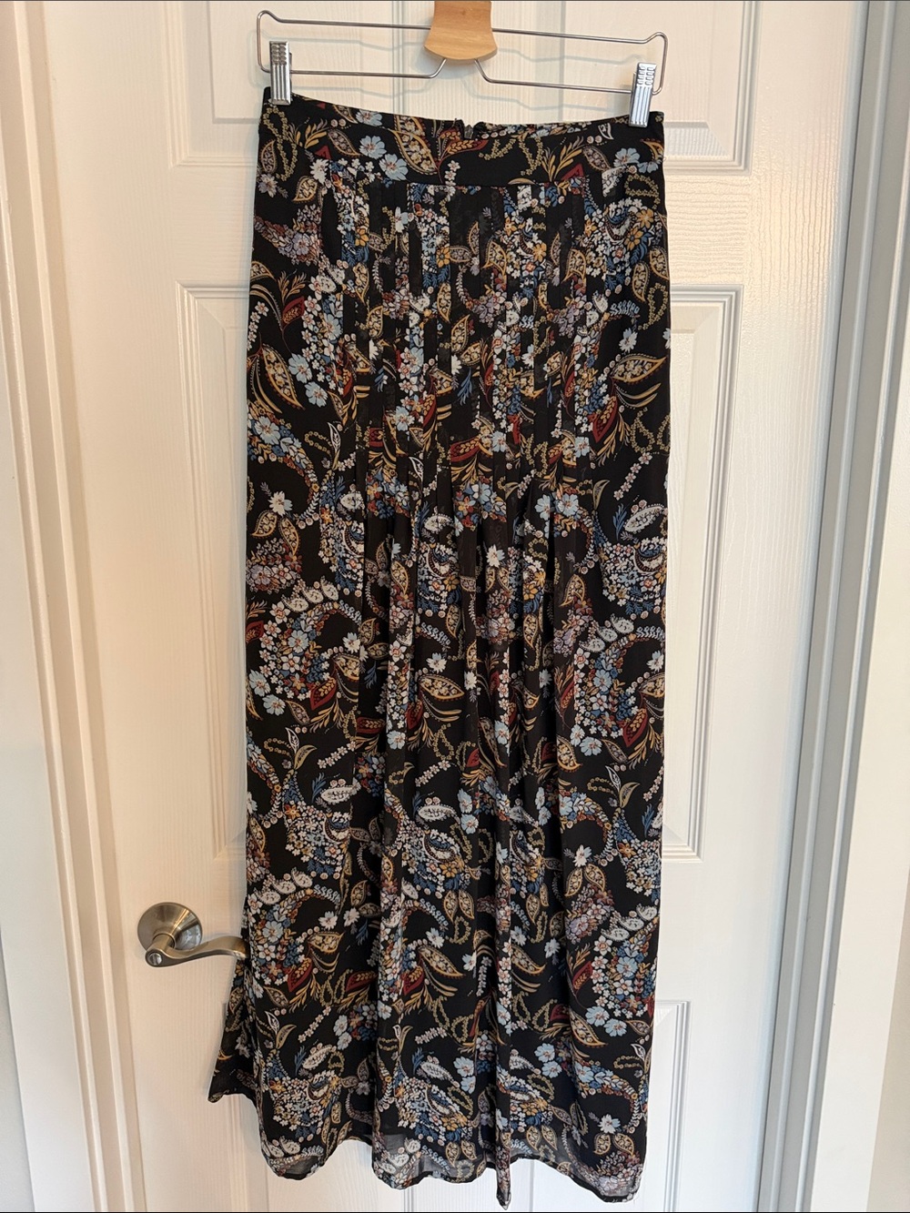 Wayf Black Floral Paisley Maxi Skirt with Multicolor Accents